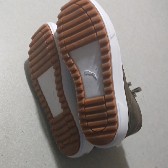 Puma Olive High-Top Sneakers with White Platform and Gum Outsole - Picture 4 of 5